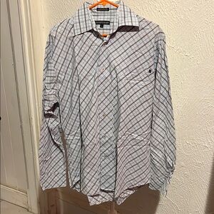 Micros Casual Button Down Shirt White and Gray